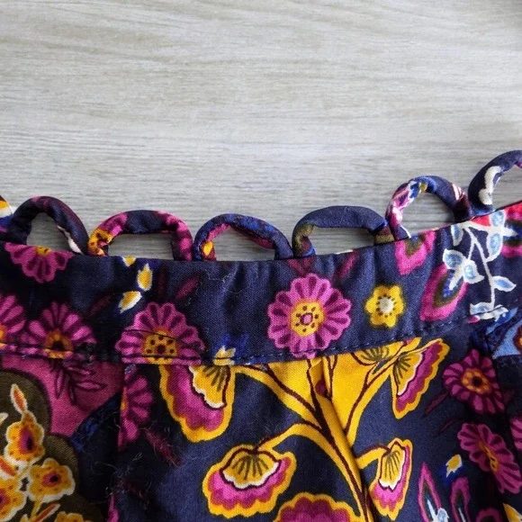 Talbots Top Plus Size 2X XX Blue Floral Scalloped  Shirt Blouse Bohemian Peasant - Picture 5 of 7